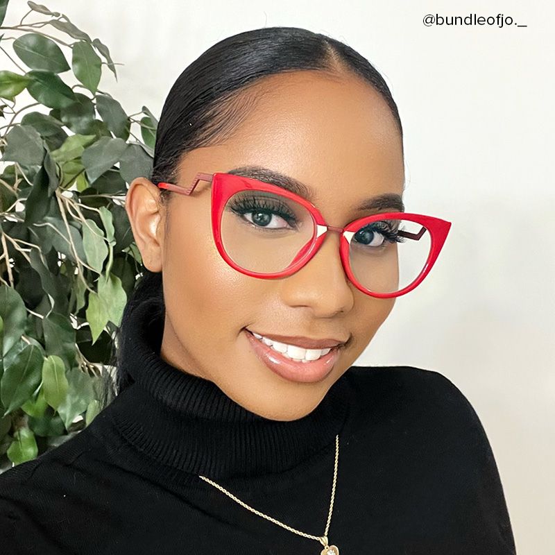 Jacqueline Cat Eye Red Glasses | Zeelool Glasses5