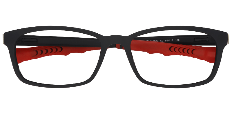 Lacy Rectangle Black Red Sports Glasses | Zeelool Glasses1
