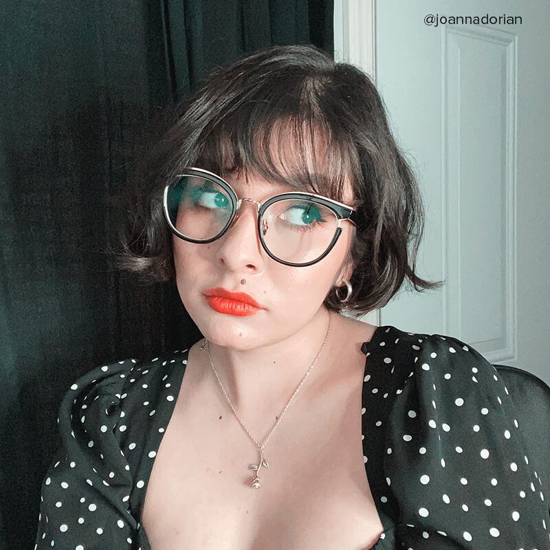 Laraine Cat Eye Black Frame Glasses with Gold Trim8