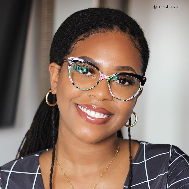 Alivia Cat Eye Pink-Green-Floral Eyeglasses and Frames8