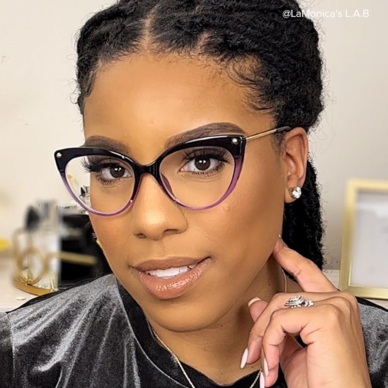Alivia Cat Eye Purple Gradient Frame Glasses | ZEELOOL7