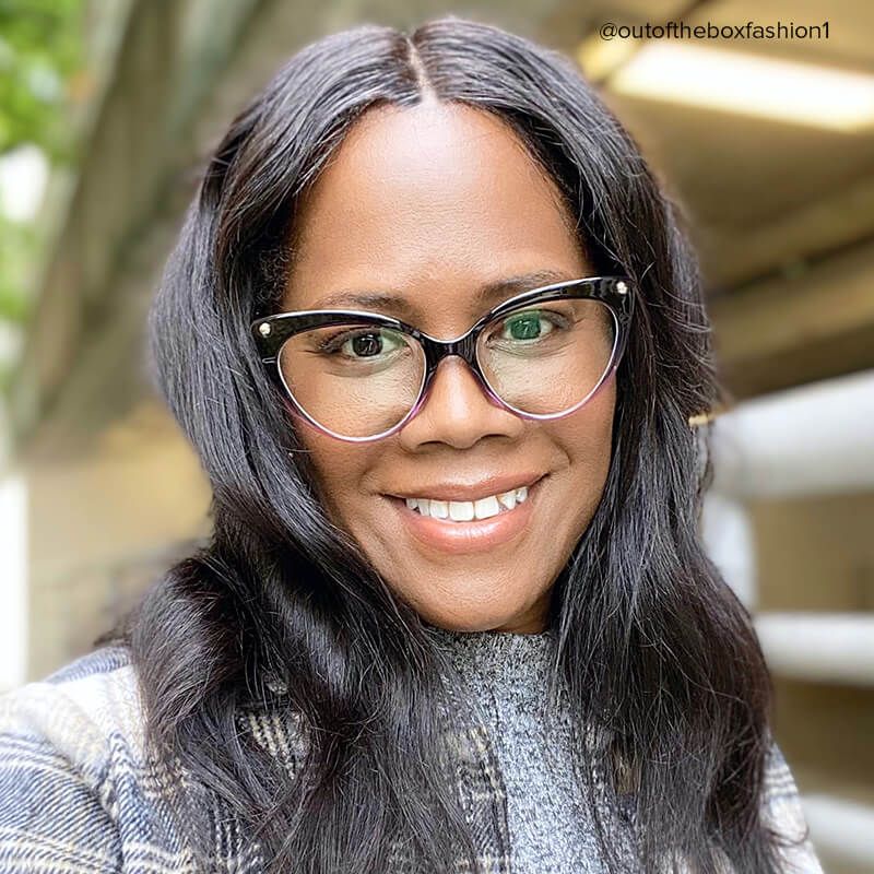 Alivia Cat Eye Purple Gradient Frame Glasses | ZEELOOL8