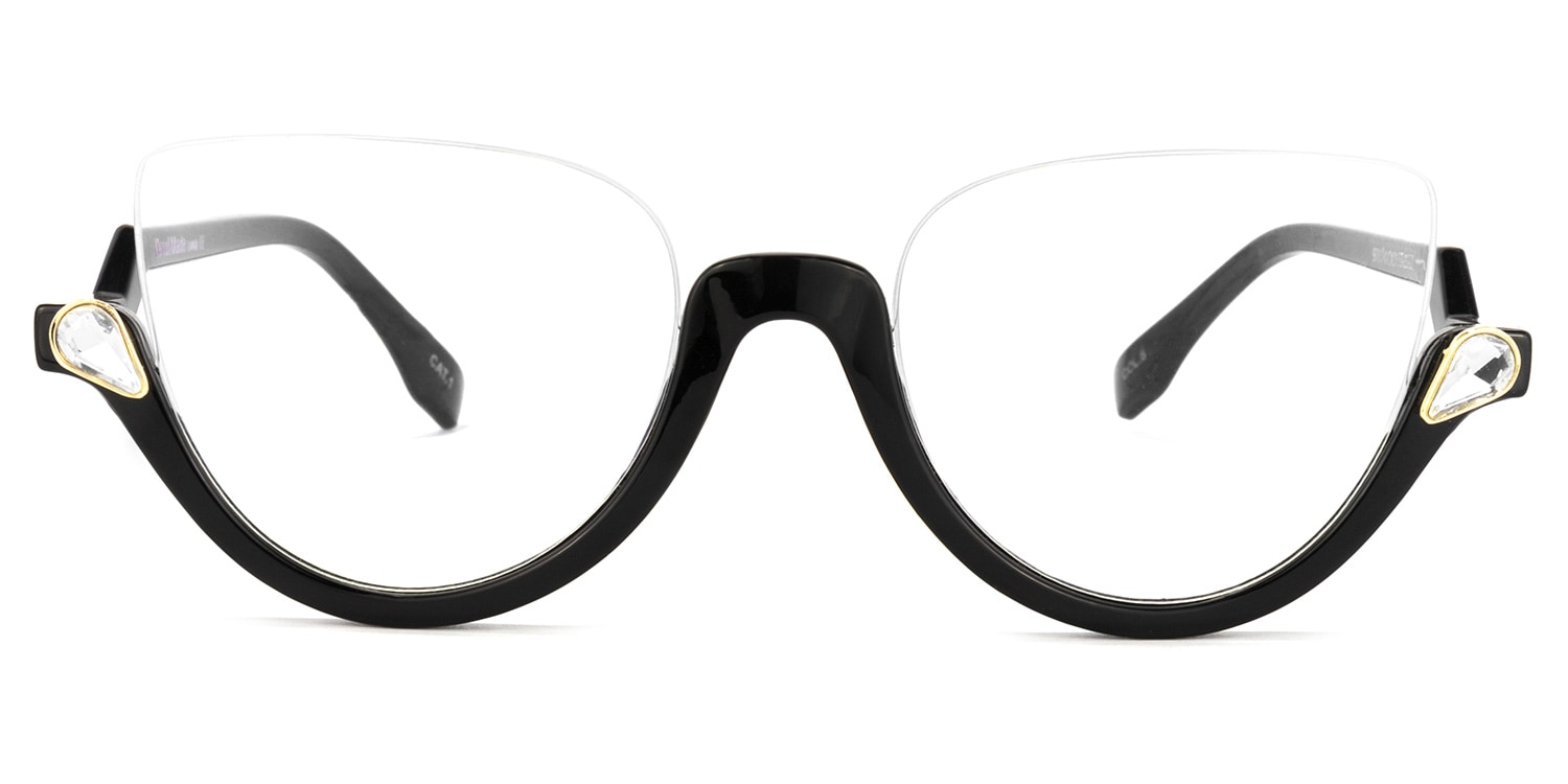 Felicia Cat Eye Black Glasses (Z-shaped Arms)0