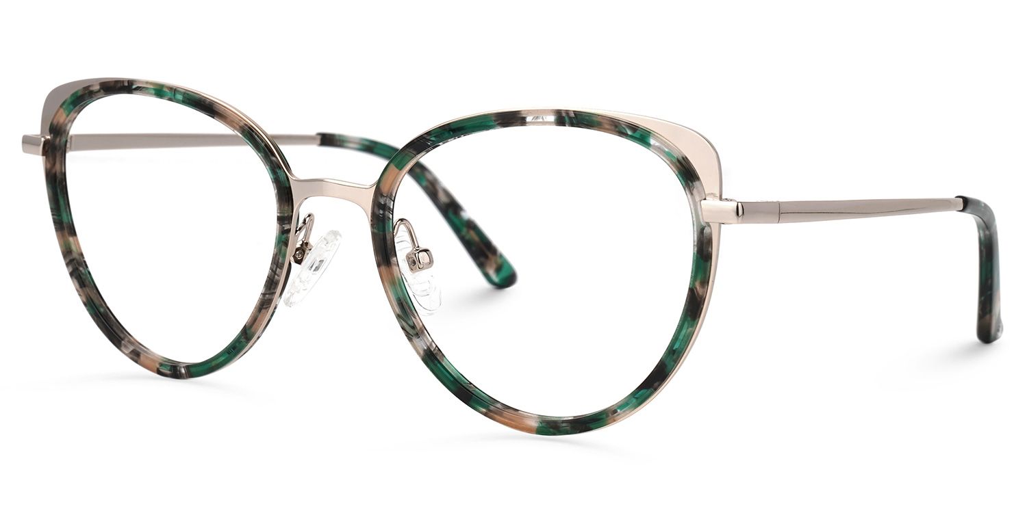 Vanesa Geometric Green-Floral Glasses | Zeelool Glasses1