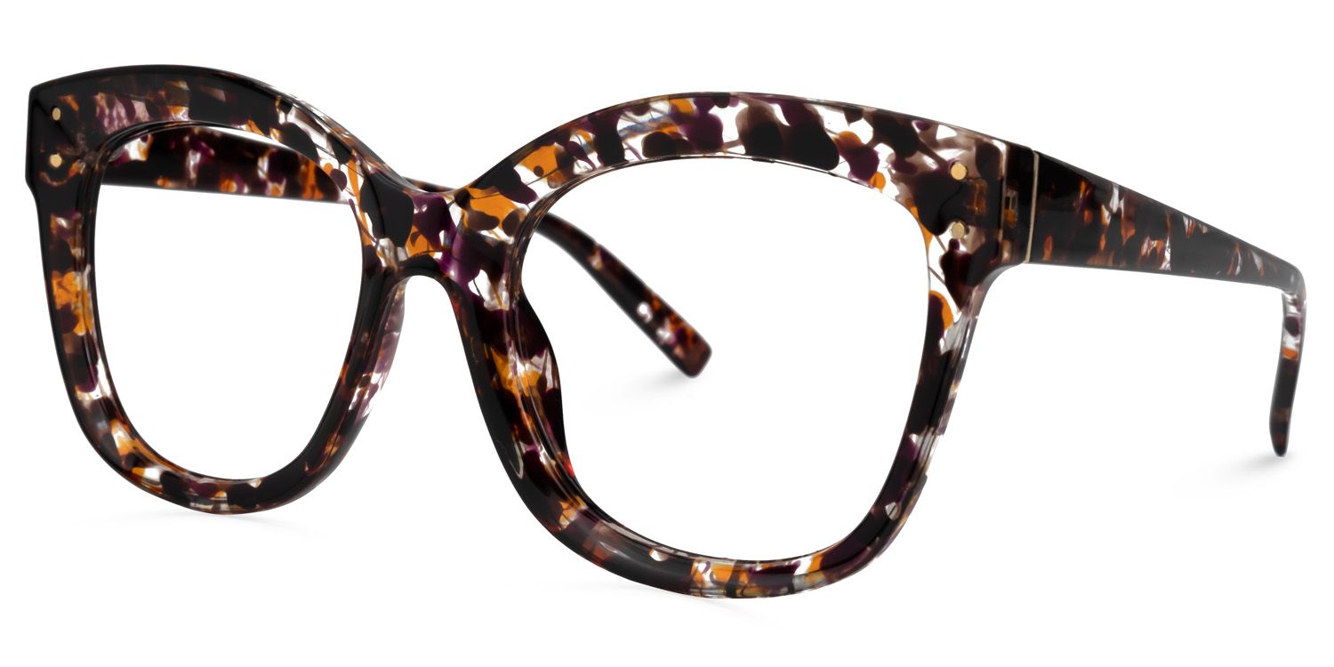 Karode Square Purple-Floral Glasses | Zeelool Glasses1