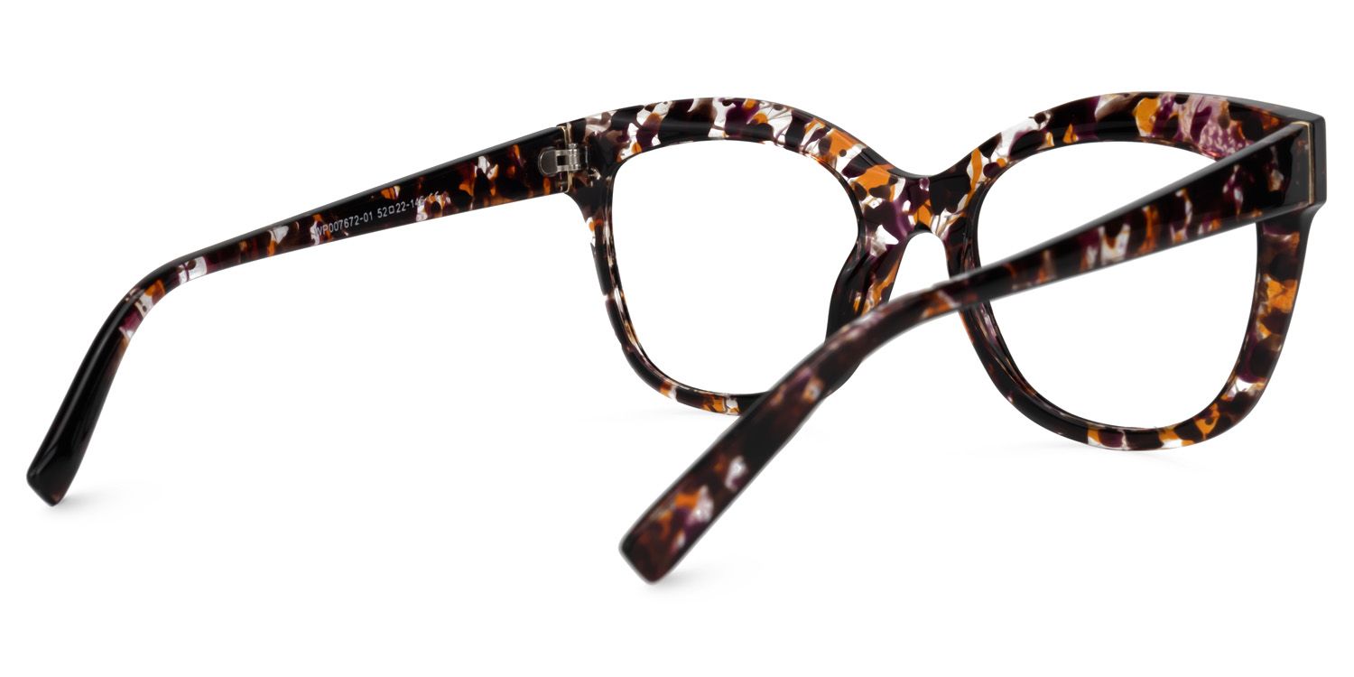 Karode Square Purple-Floral Glasses | Zeelool Glasses3