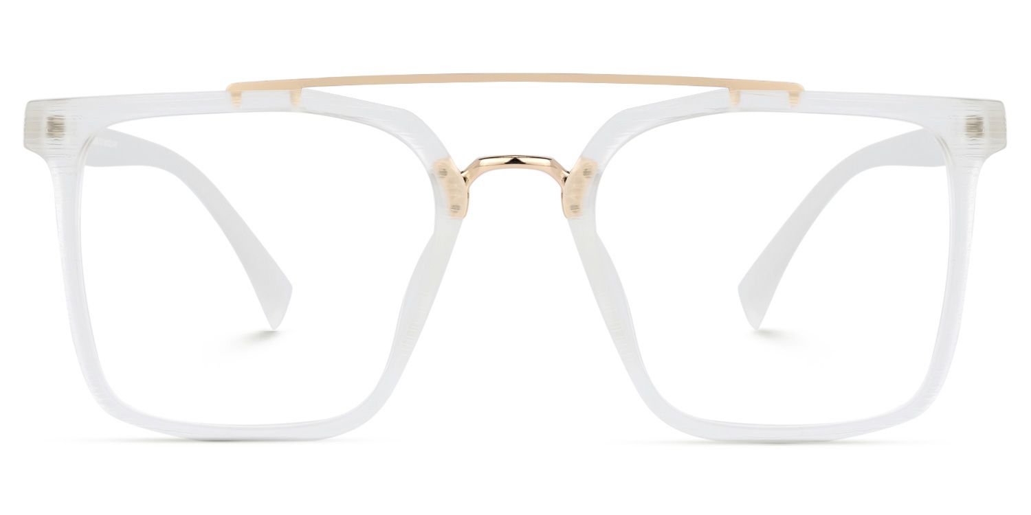 Shumac Square White Eyeglasses with Aviator Style0
