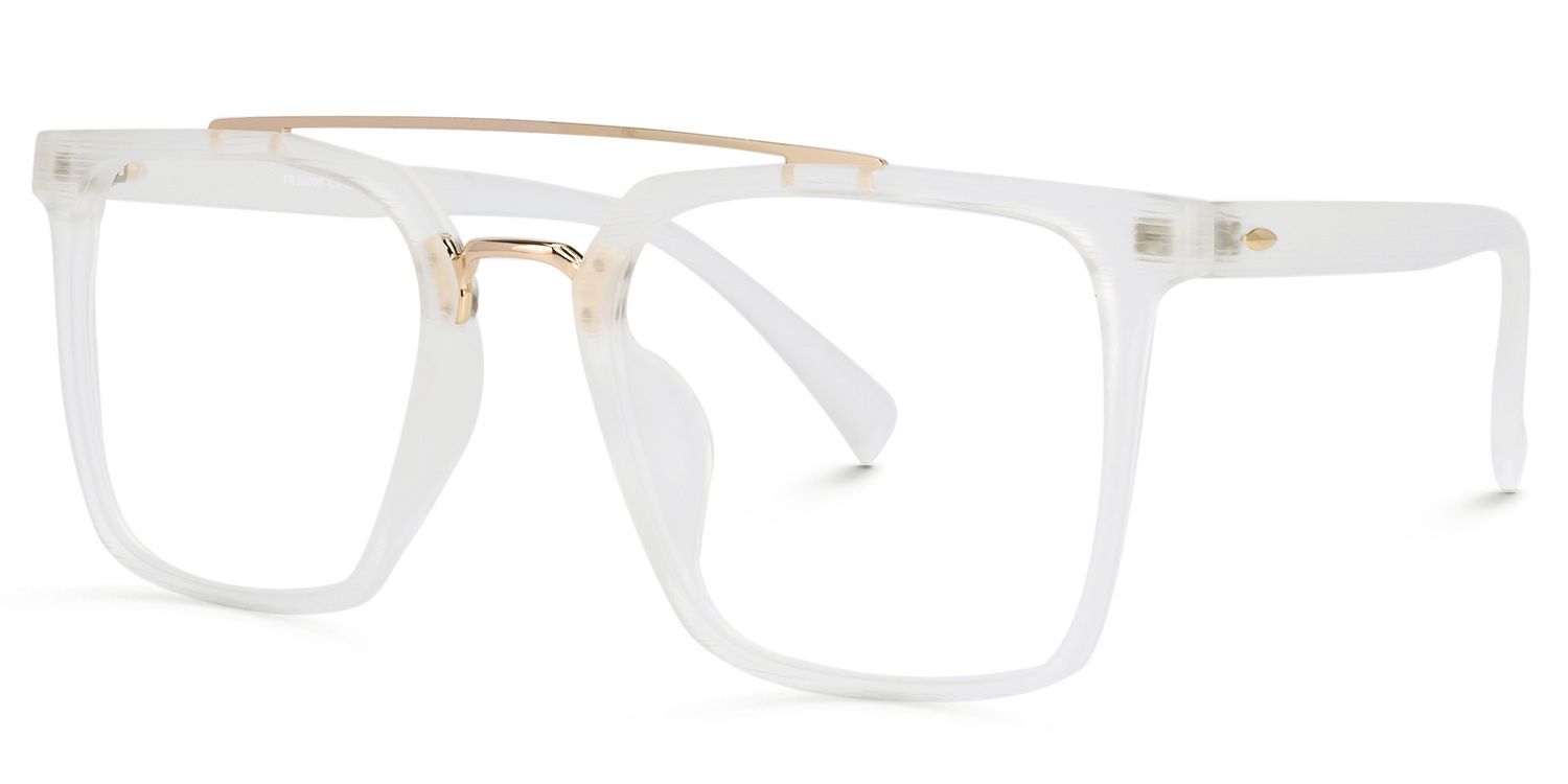 Shumac Square White Eyeglasses with Aviator Style1