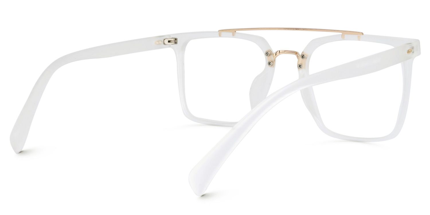 Shumac Square White Eyeglasses with Aviator Style3