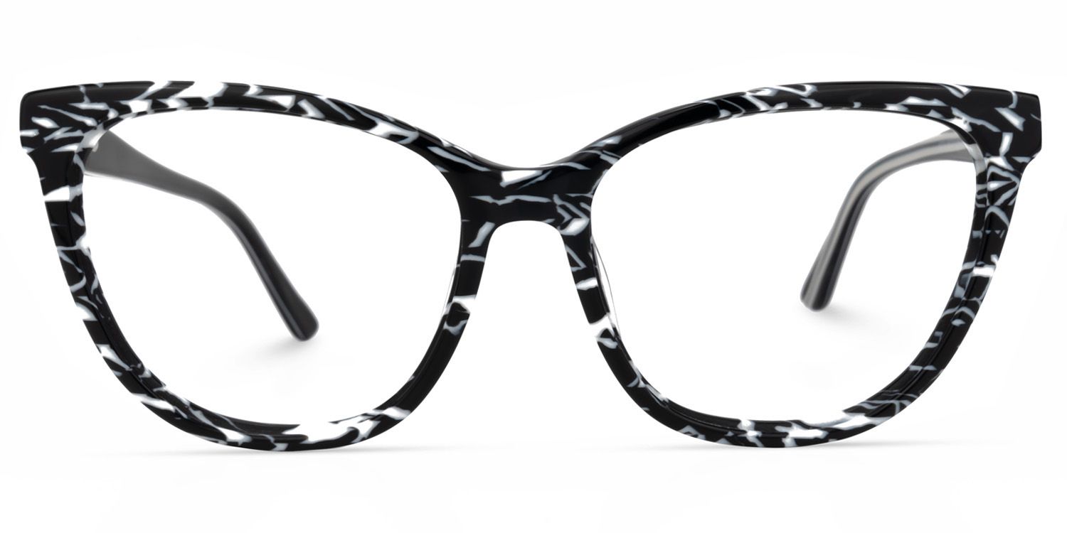 Romkey Cateye Black-White Glasses | Zeelool Glasses0