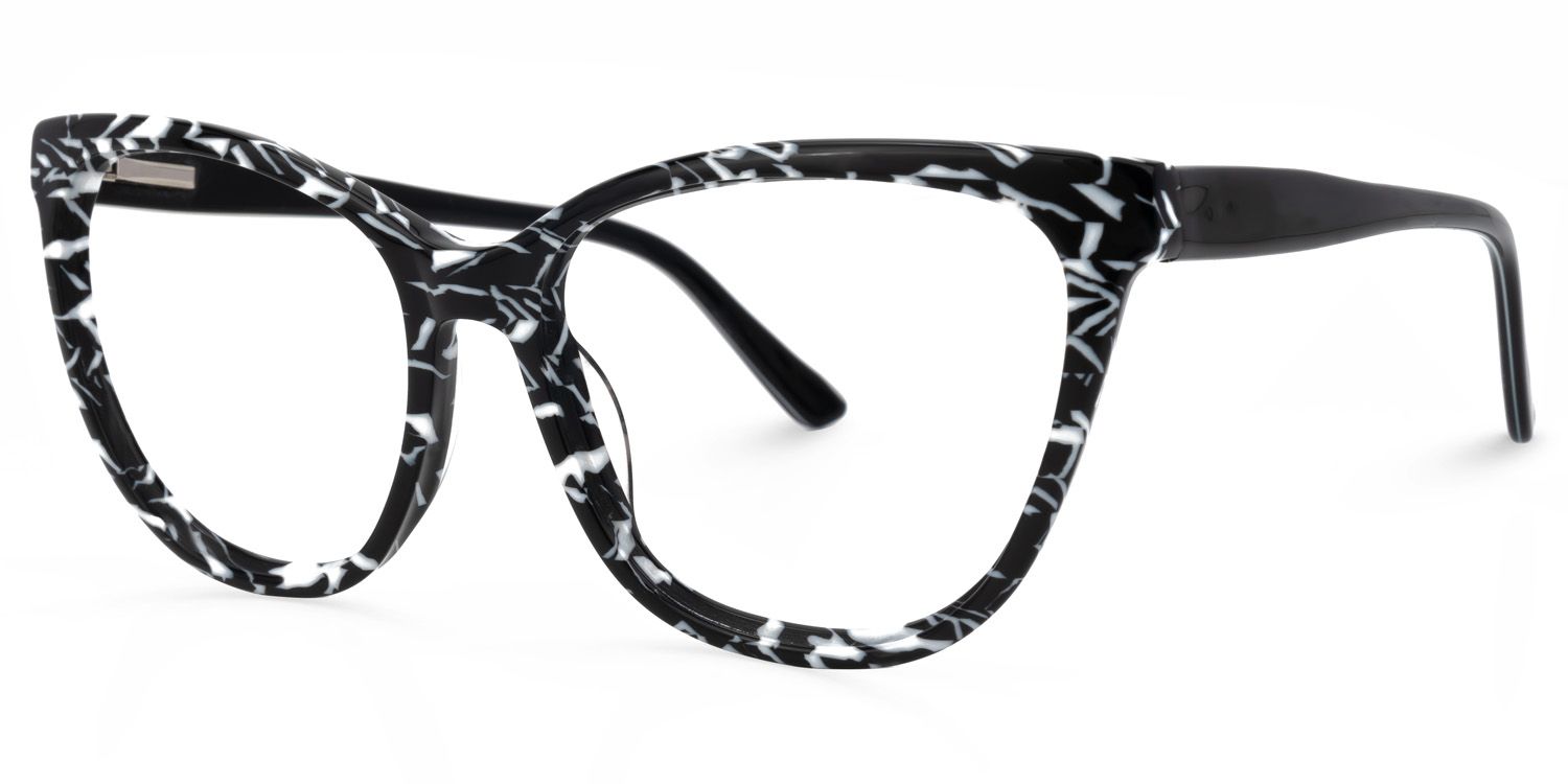 Romkey Cateye Black-White Glasses | Zeelool Glasses1