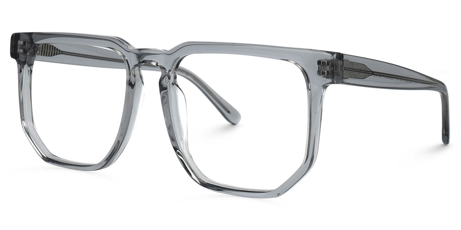 Matherne Square Clear Gray Eyeglasses | Zeelool Optical1
