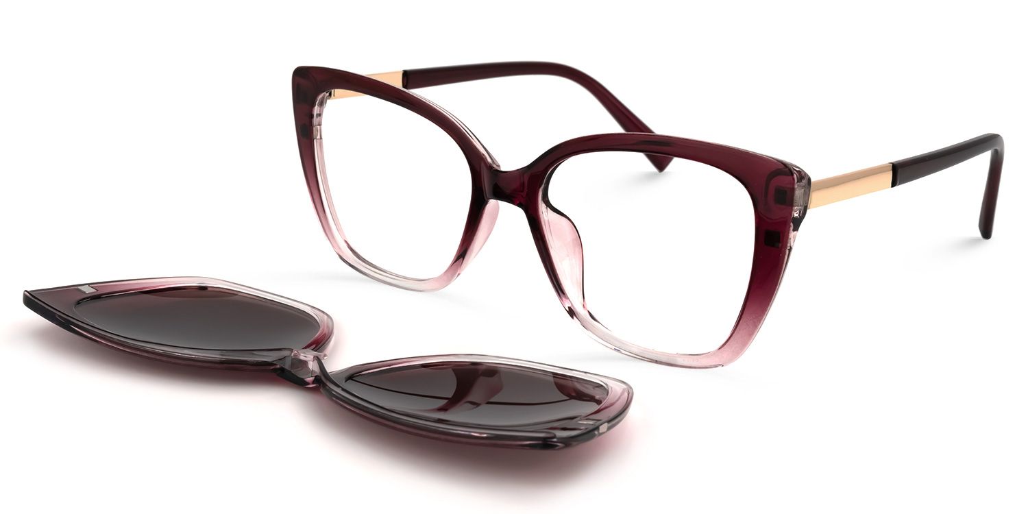 Deonna Clip-on Purple Glasses | Zeelool Glasses2