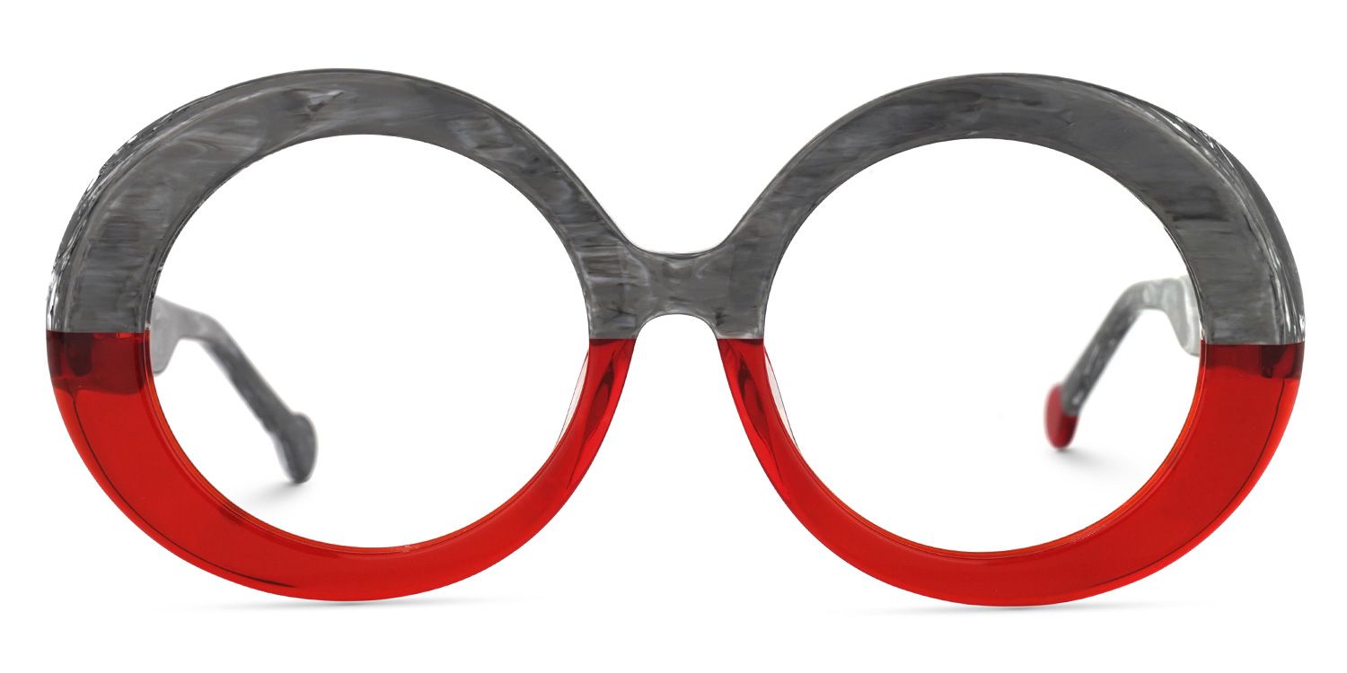 Pardo Round Gray-Red Glasses | Zeelool Glasses0