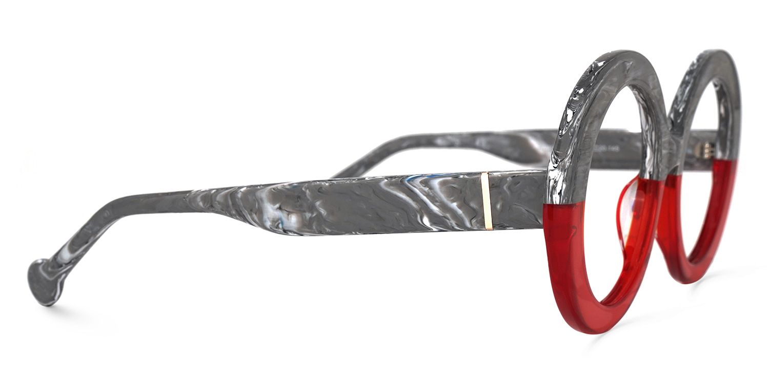 Pardo Round Gray-Red Glasses | Zeelool Glasses2