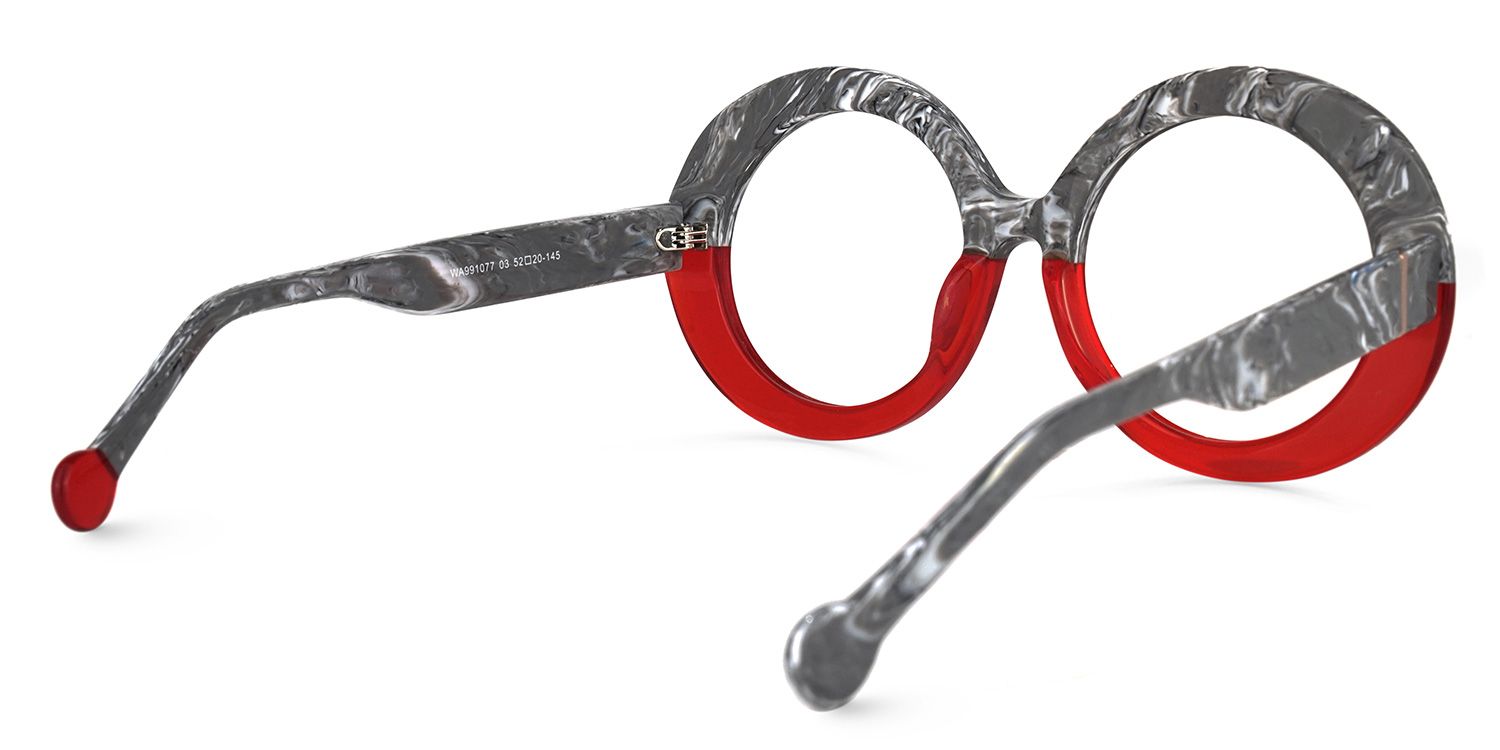Pardo Round Gray-Red Glasses | Zeelool Glasses3