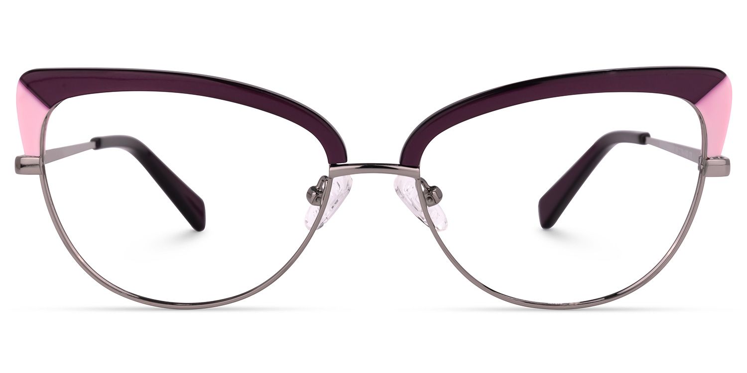 Myrdaliz Browline Dark-Red Glasses | Zeelool Glasses0