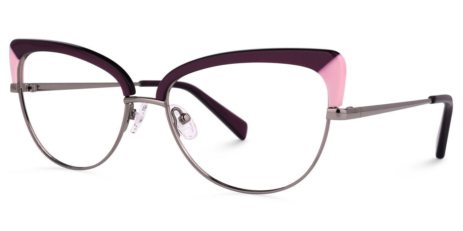 Myrdaliz Browline Dark-Red Glasses | Zeelool Glasses1