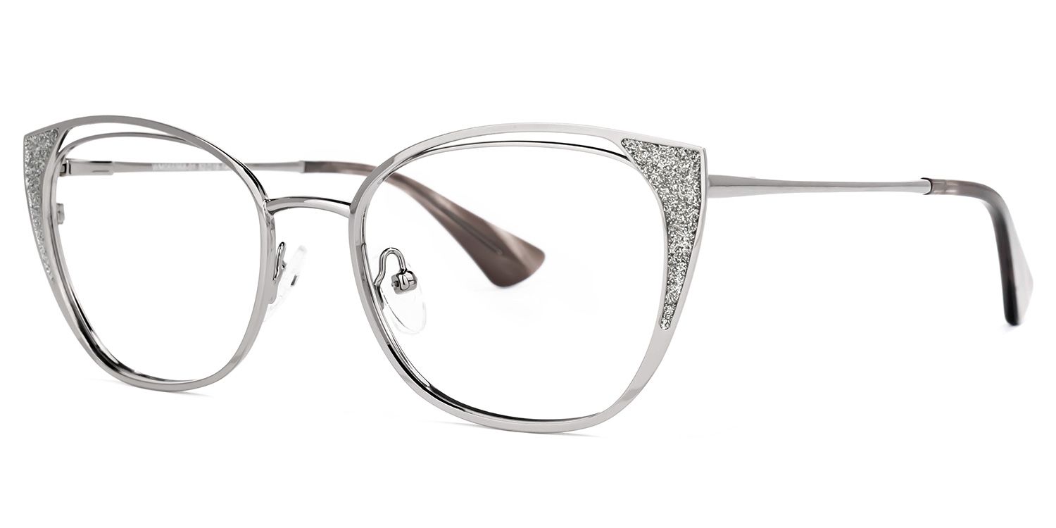 Maestre Cateye Silver Glasses | Zeelool Glasses1