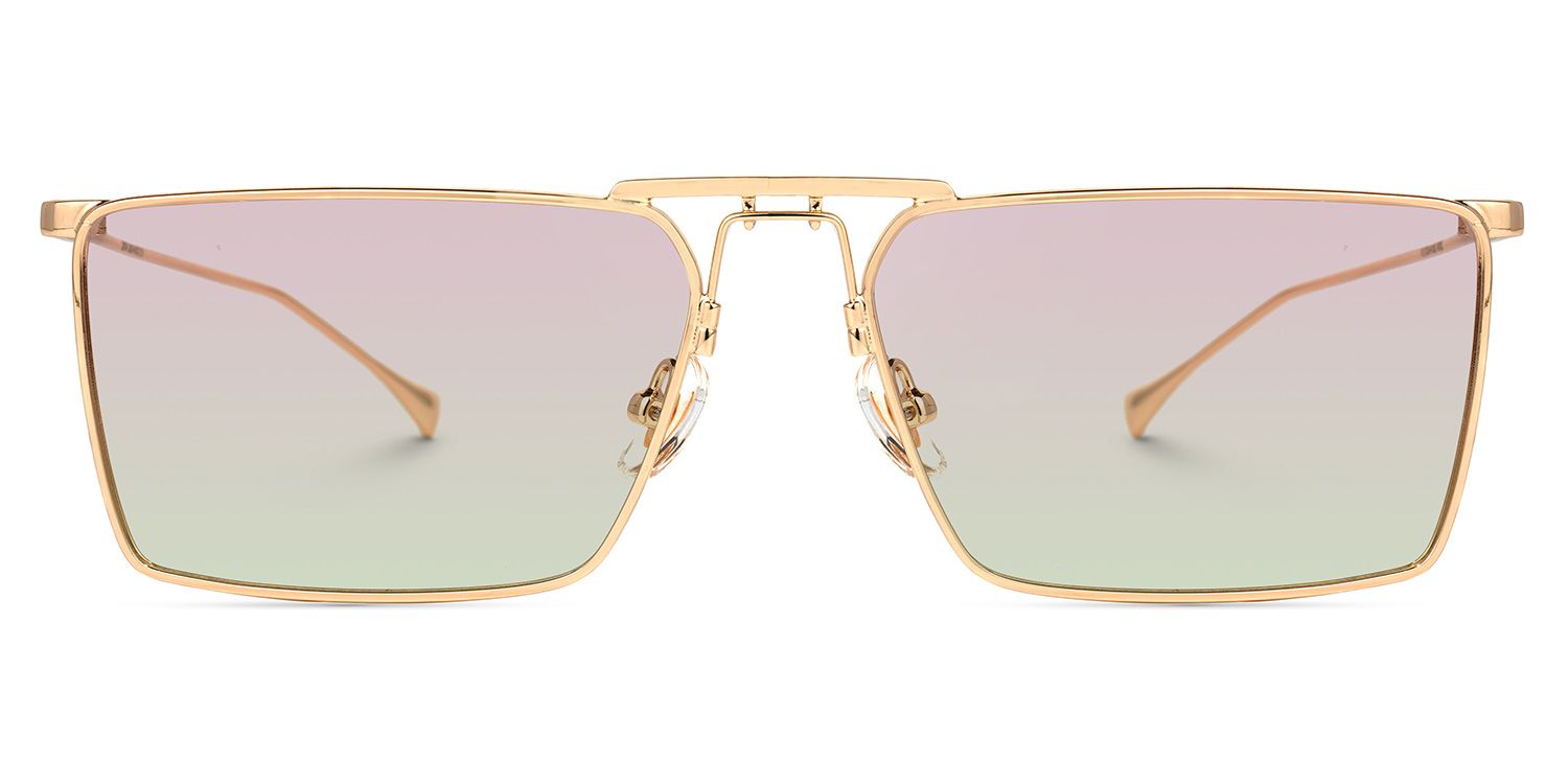 Adele Rectangle Rose-Gold Sunglasses | Zeelool Glasses0