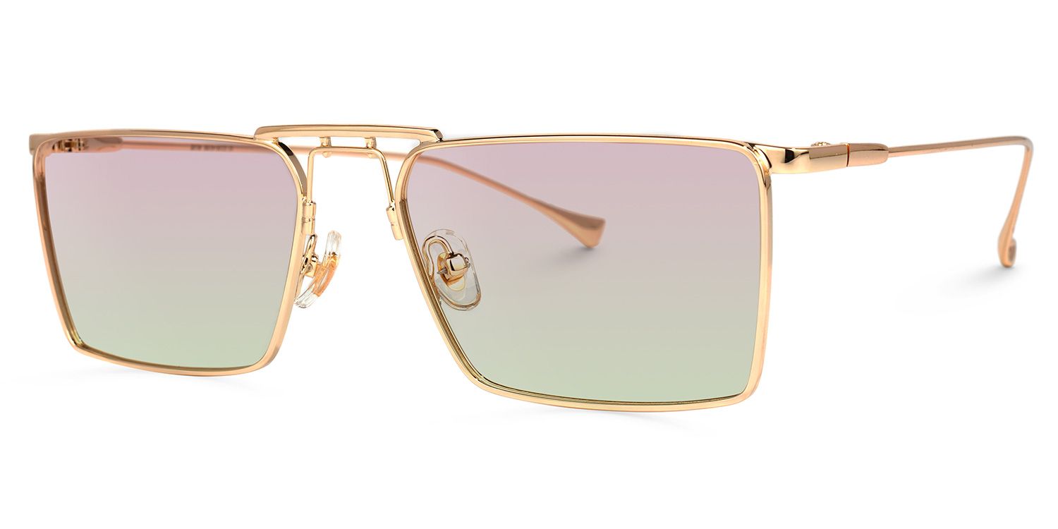 Adele Rectangle Rose-Gold Sunglasses | Zeelool Glasses1