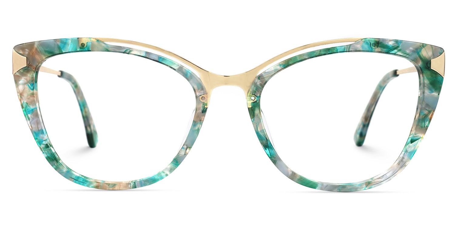 Kamara Cateye Green-Floral Glasses | Zeelool Glasses0