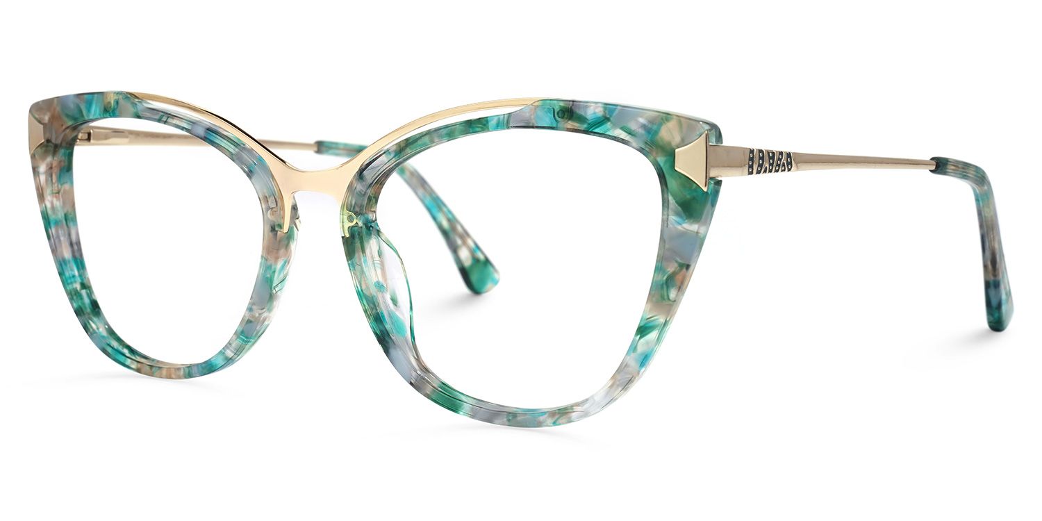 Kamara Cateye Green-Floral Glasses | Zeelool Glasses1