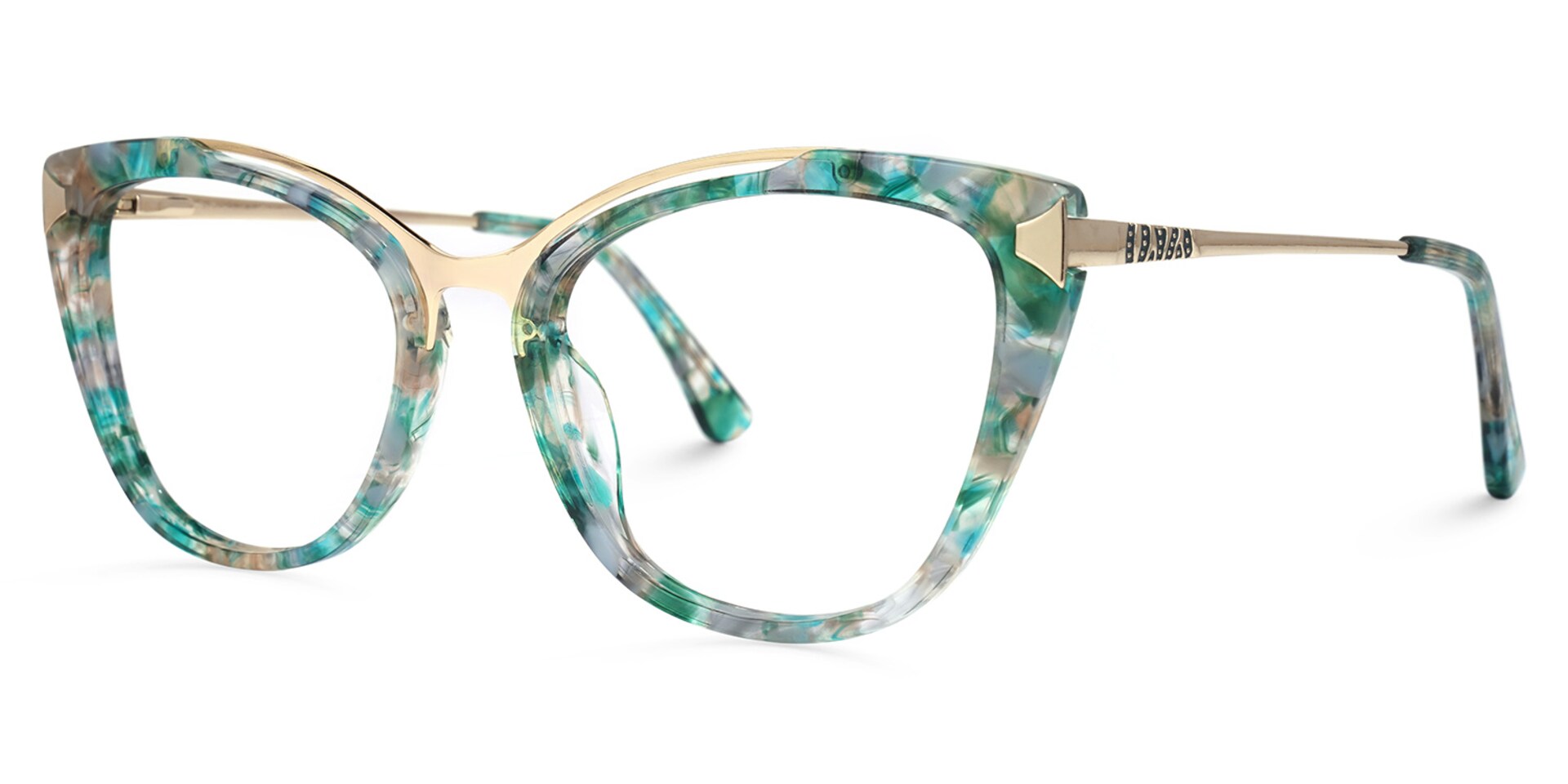 Kamara Cateye Green-Floral Glasses | Zeelool Glasses1
