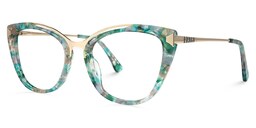 Kamara Cateye Green-Floral Glasses1