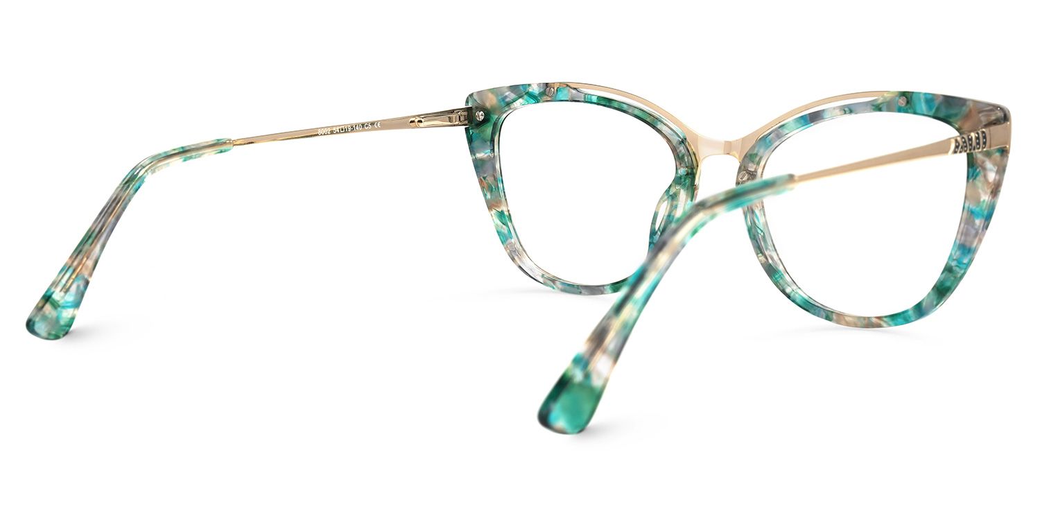 Kamara Cateye Green-Floral Glasses | Zeelool Glasses3