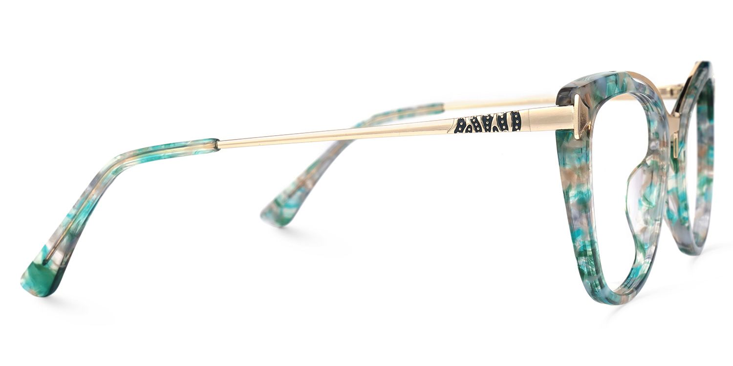 Kamara Cateye Green-Floral Glasses | Zeelool Glasses2