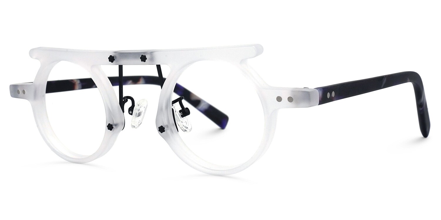 ☺︎　ルリール Ogundeji Round White Glasses | Zeelool Glasses