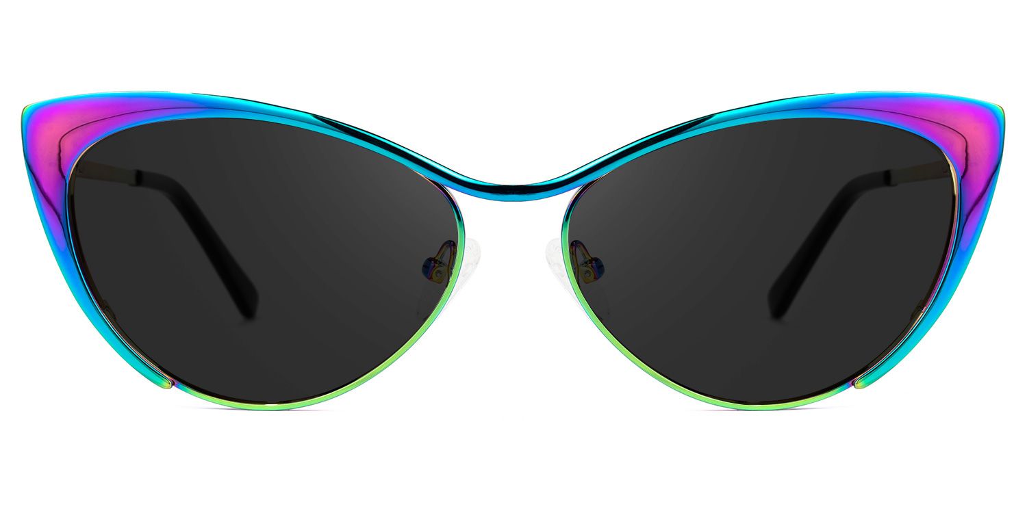 Ellen Metal Iridescent Cat Eye Frame Sunglasses | ZEELOOL0