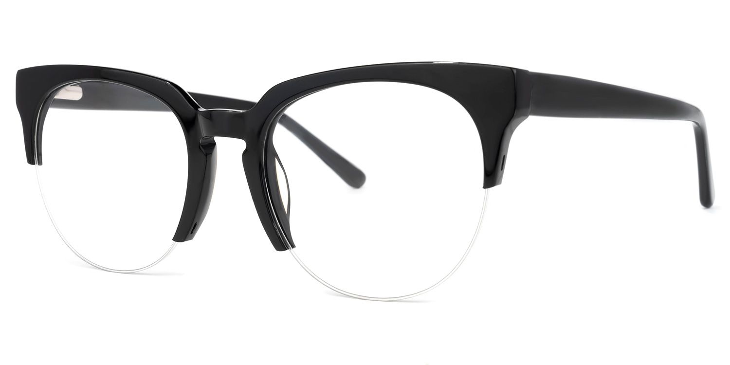 Coulter Browline Black Glasses | Zeelool Glasses1