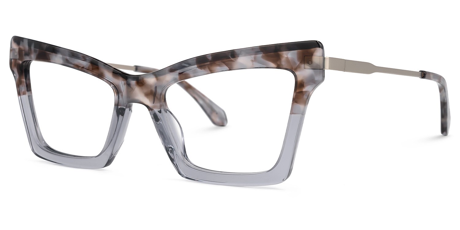 Carmillina Cateye Gray-Floral Glasses | Zeelool Glasses