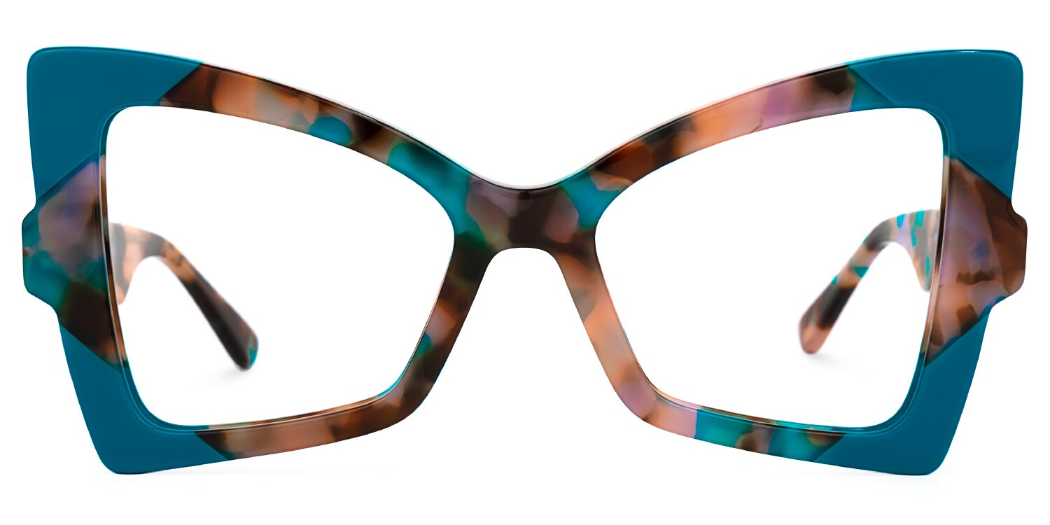Lily② Joanie Geometric Blue-Floral Glasses | Zeelool Glasses