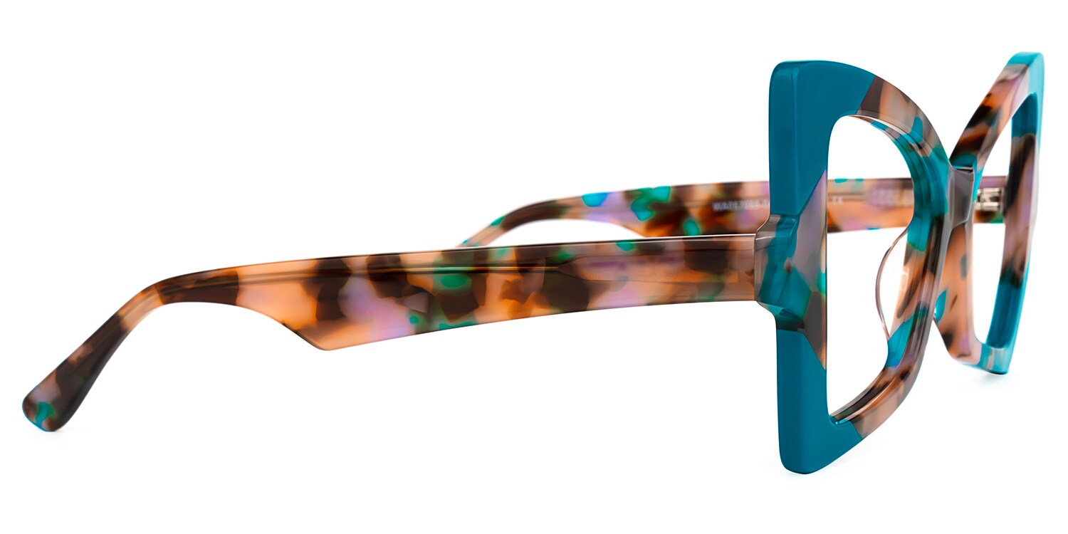 Joanie Geometric Blue-Floral Glasses | Zeelool Glasses2