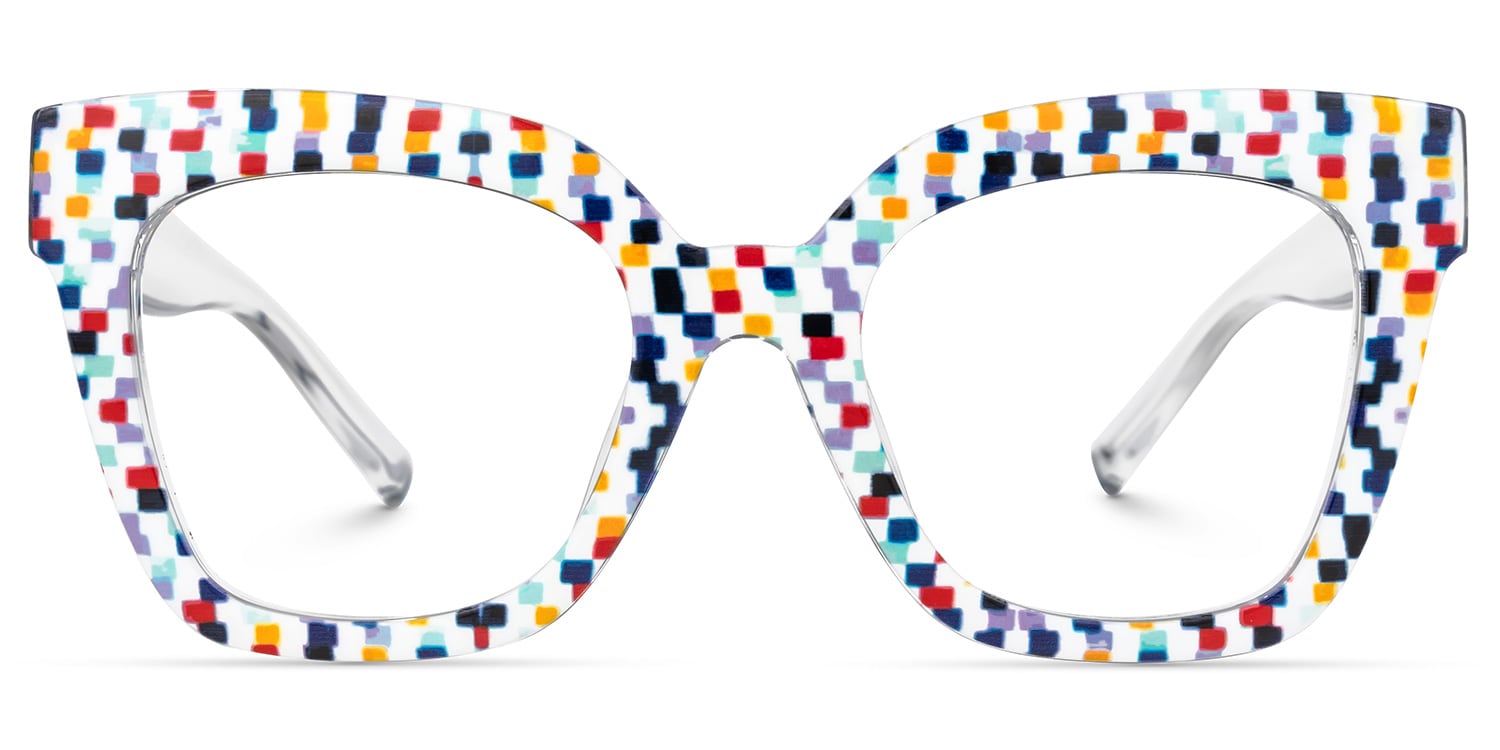 Malcolm Square Colorful-Point Frame Glasses | Zeelool0