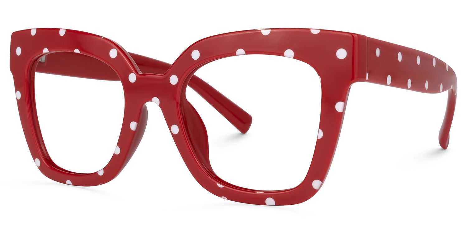 Malcolm Square Red Polka Dot Frame Gglasses | Zeelool1