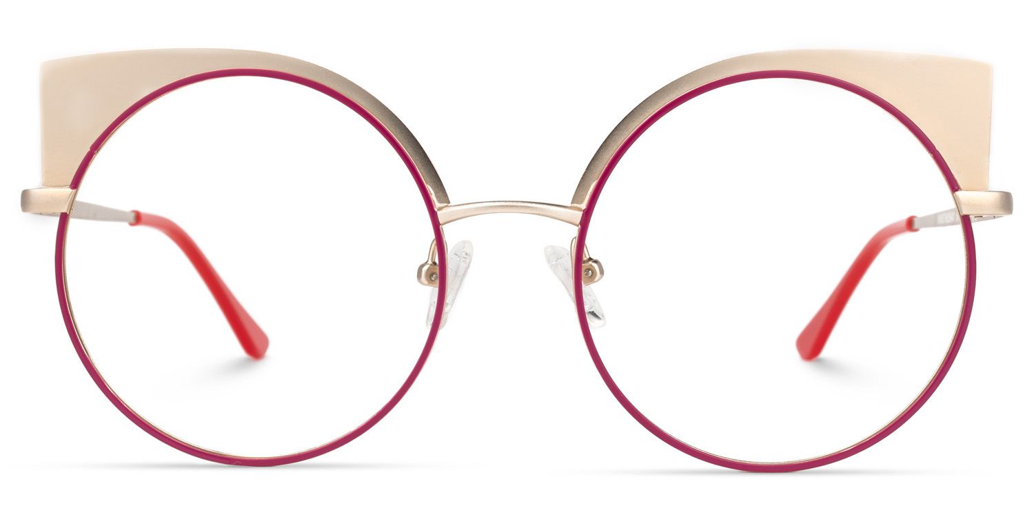 Arnisha Cateye Gold-Red Glasses | Zeelool Glasses