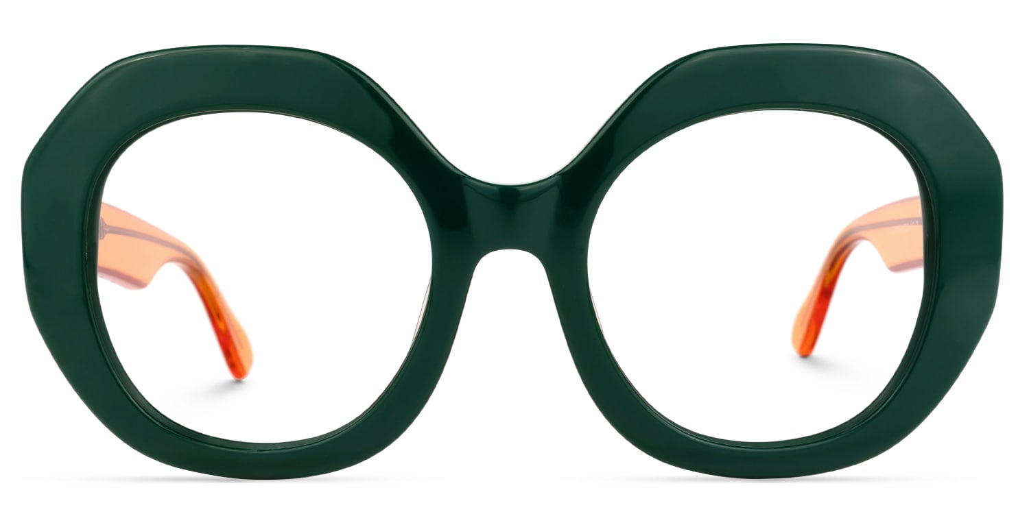 nayarea トップス　イエロー Barbora Round Green Glasses | Zeelool Glasses