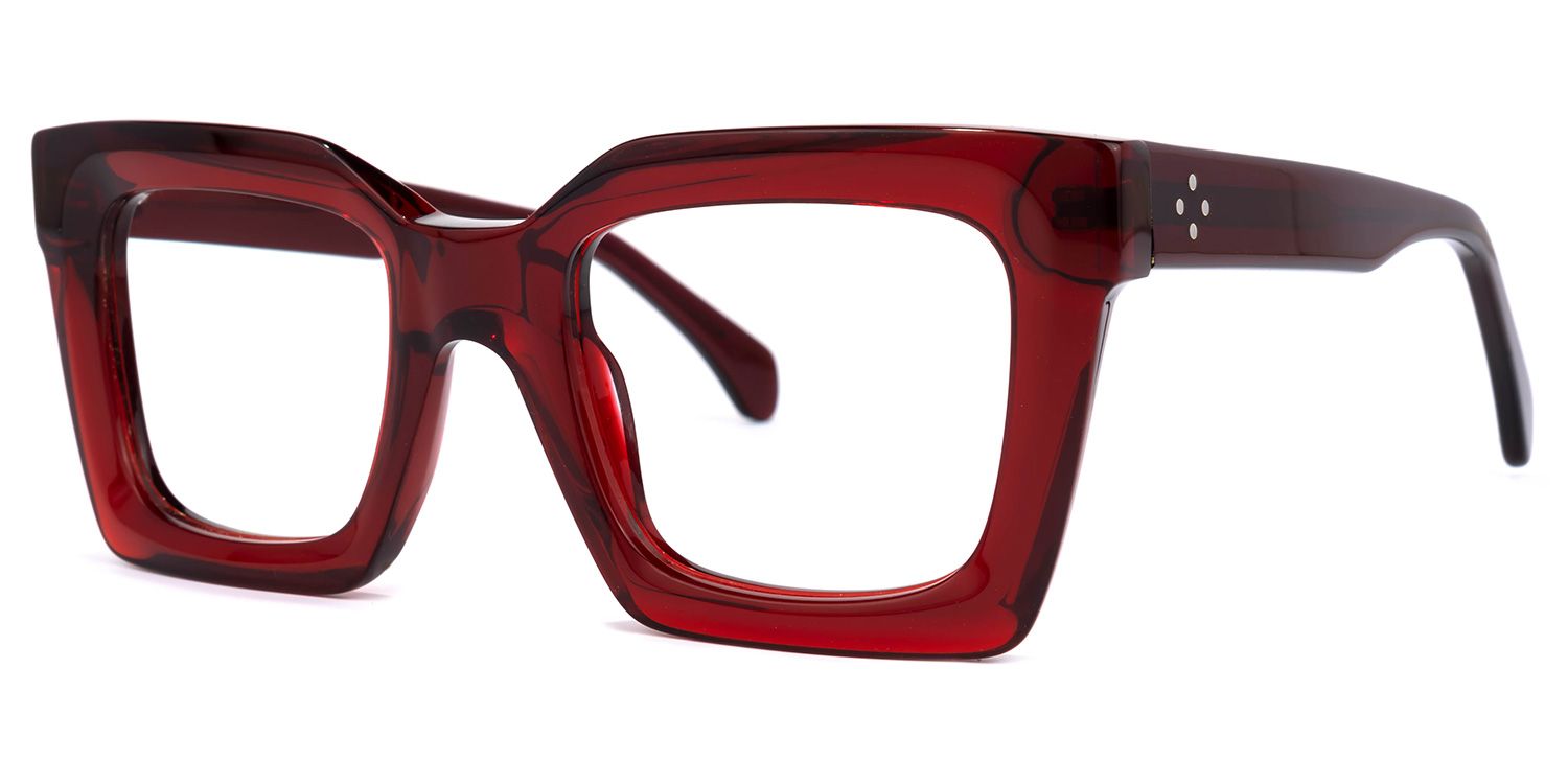 Lobo Square Red Glasses | Zeelool Glasses1