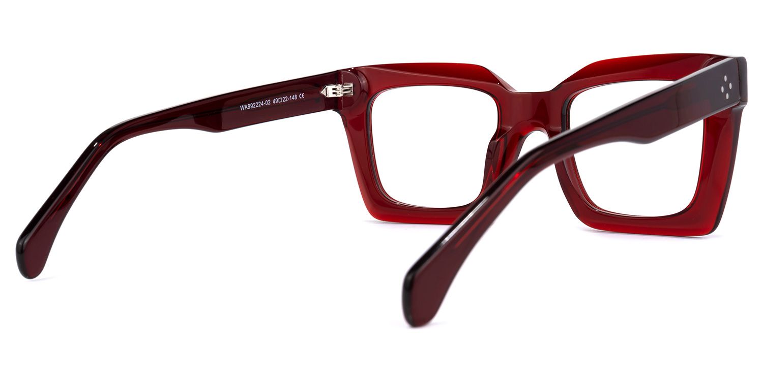 Lobo Square Red Glasses | Zeelool Glasses2