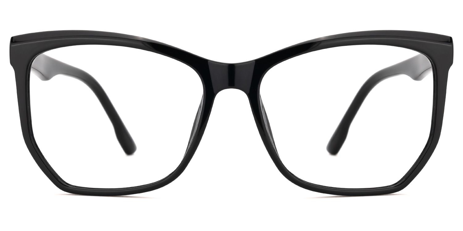 Libby Geometric Black Eyeglasses with Smooth Frames0