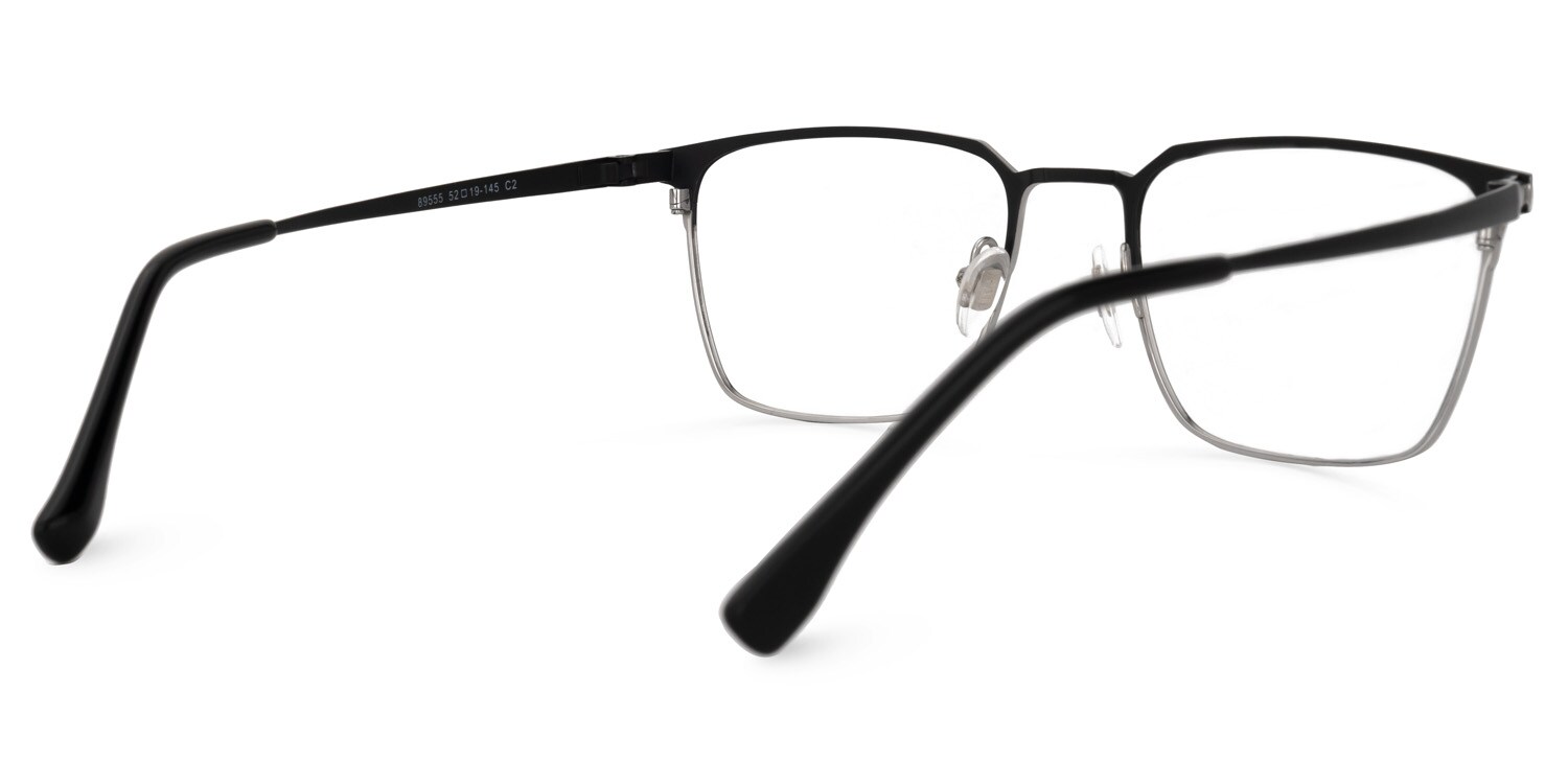 Khadajah Square Black-Silver Glasses | Zeelool Glasses