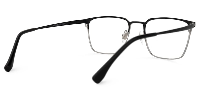 Khadajah Square Black-Silver Glasses | Zeelool Glasses3