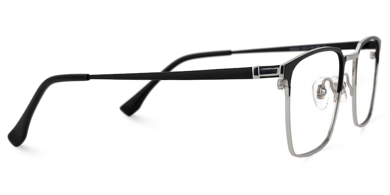 Khadajah Square Black-Silver Glasses | Zeelool Glasses2