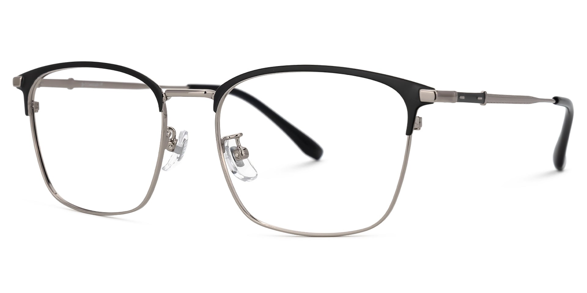 Stanage Browline Silver Glasses | Zeelool Glasses1