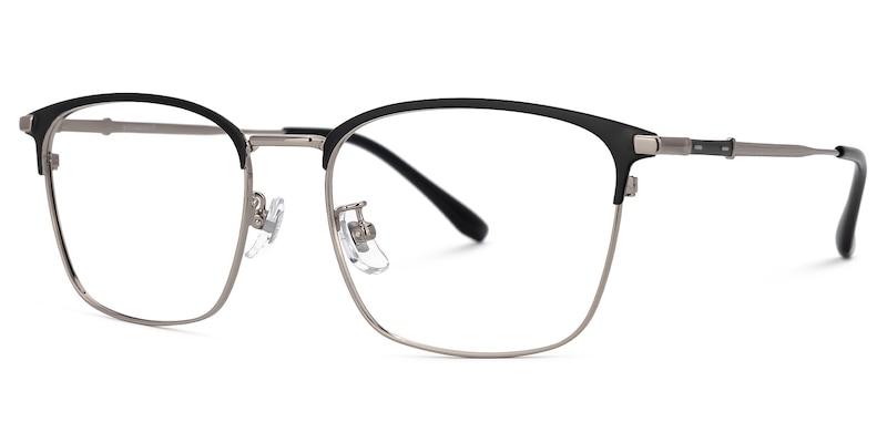 Stanage Browline Silver Glasses | Zeelool Glasses1