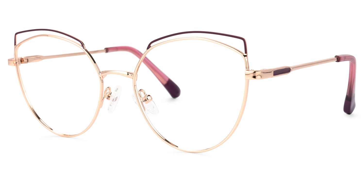 Shaina Geometric Rose-Gold Glasses | Zeelool Glasses1